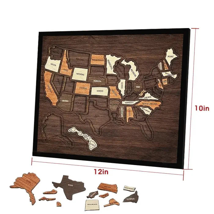 🔥Last Day 55% OFF -🇺🇸 Wooden USA Travel Map Puzzle🧩A Stylish Way to Track Your Journey-CU