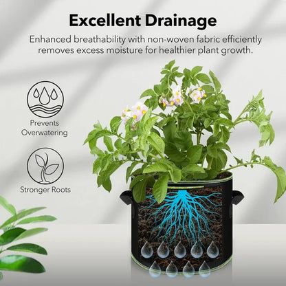 🌱 Heavy Duty Grow Bags – Aeration Fabric Pots with Handles for Vegetables, Flowers & Fruits 🪴-CU