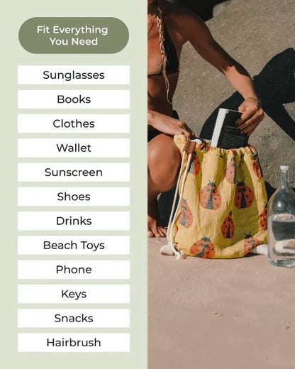 🏖️ 2026 HOT SALE |🌿 Eco-Friendly 2-in-1 Organic Cotton Beach Towel Bag™ | Sustainable Summer Essential 🌊-CU