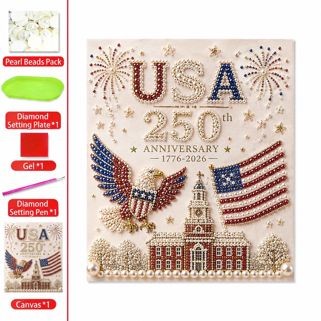 🔥LAST DAY 50% OFF - 🇺🇸 USA 250th Anniversary DIY Pearl Painting Kit ✨❤️‍🔥-CU