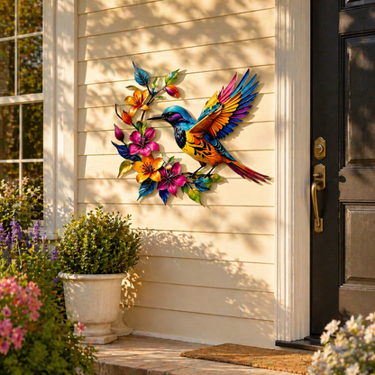 🔥Last Day 60% OFF🐦 Hummingbird & Flower Metal Wall Art 🌸 – Nature-Inspired Outdoor Garden Wall Decor🏡🎁-CU