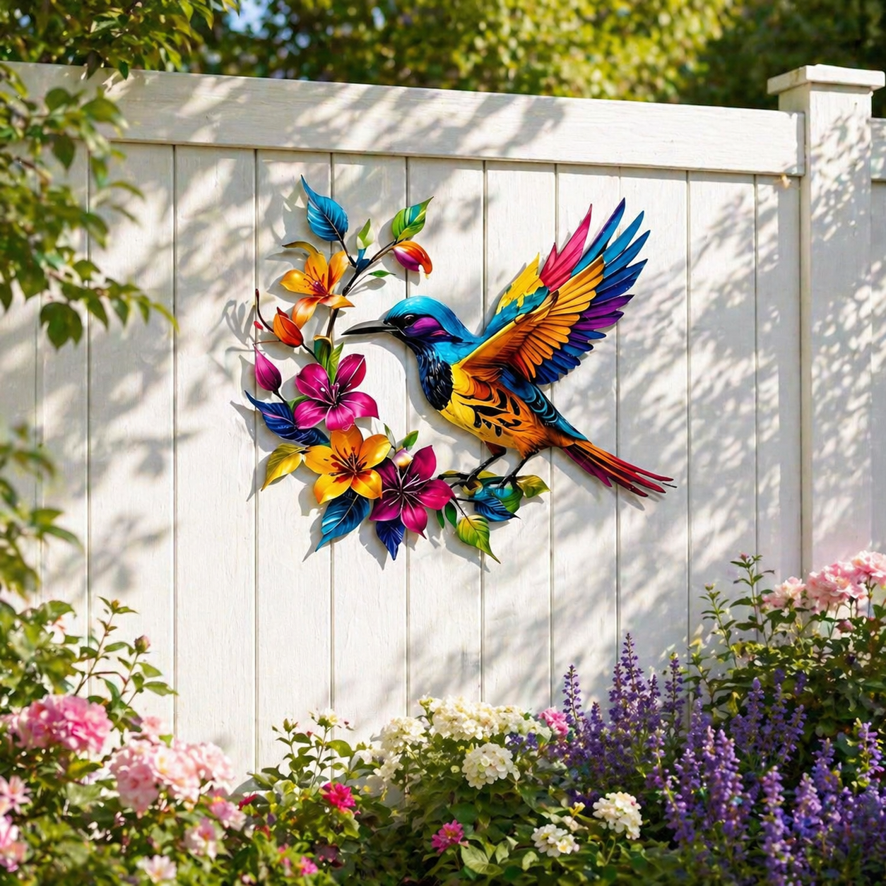 🔥Last Day 60% OFF🐦 Hummingbird & Flower Metal Wall Art 🌸 – Nature-Inspired Outdoor Garden Wall Decor🏡🎁-CU