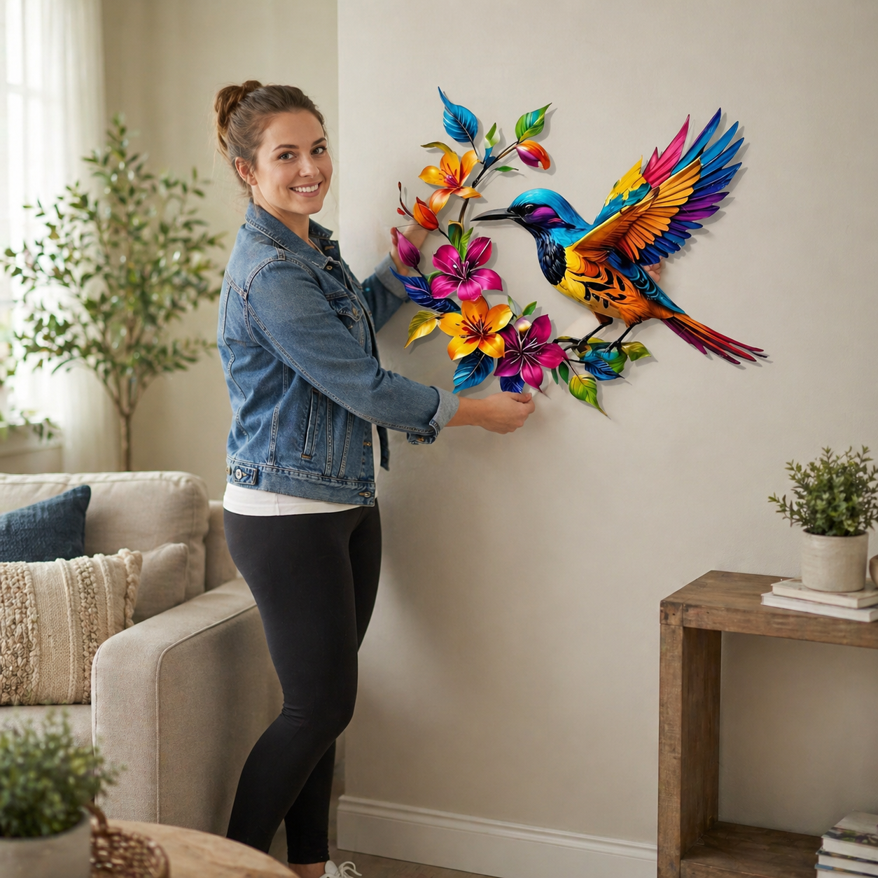🔥Last Day 60% OFF🐦 Hummingbird & Flower Metal Wall Art 🌸 – Nature-Inspired Outdoor Garden Wall Decor🏡🎁-CU