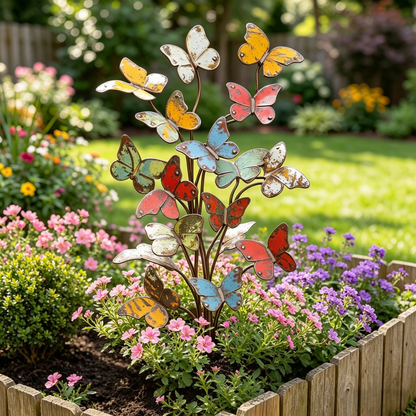 Multicolored Metal Butterfly Garden Stake
