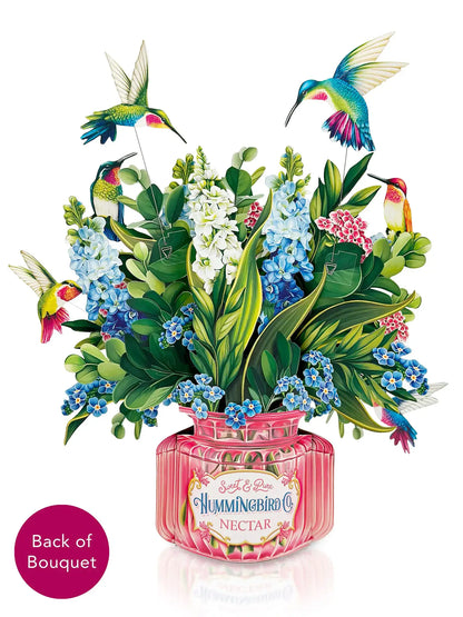 💐 Hummingbird Oasis Floral Decor 💖 | Handcrafted Paper Bouquet with Realistic Hovering Birds 🕊️-CU