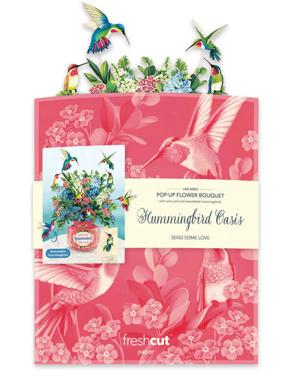 💐 Hummingbird Oasis Floral Decor 💖 | Handcrafted Paper Bouquet with Realistic Hovering Birds 🕊️-CU