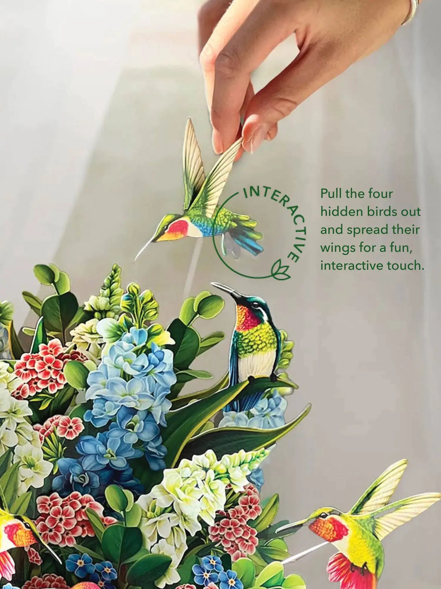 💐 Hummingbird Oasis Floral Decor 💖 | Handcrafted Paper Bouquet with Realistic Hovering Birds 🕊️-CU