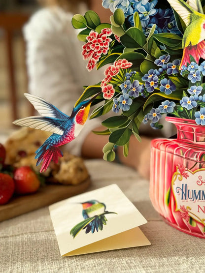 💐 Hummingbird Oasis Floral Decor 💖 | Handcrafted Paper Bouquet with Realistic Hovering Birds 🕊️-CU