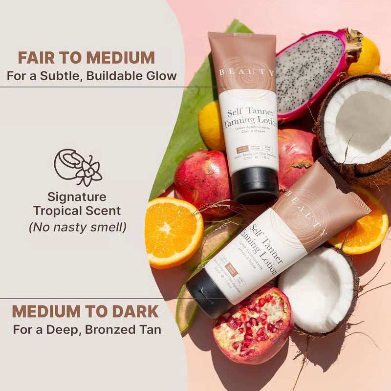 🌞 Get the Ultimate Sunless Glow✨ Beauty by Earth Self Tanner Lotion – For a Natural, Streak-Free Tan-CU