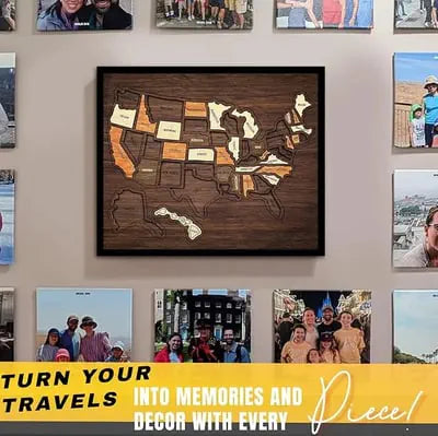 🔥Last Day 55% OFF -🇺🇸 Wooden USA Travel Map Puzzle🧩A Stylish Way to Track Your Journey-CU