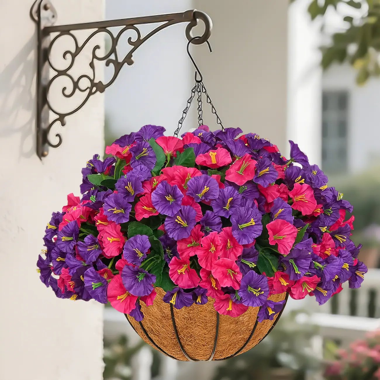 💐2 Pcs Ultra-Realistic Hanging Floral Decor with Hand-Assembled Artificial Flower Basket- CU