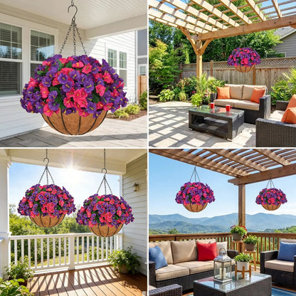 💐2 Pcs Ultra-Realistic Hanging Floral Decor with Hand-Assembled Artificial Flower Basket- CU