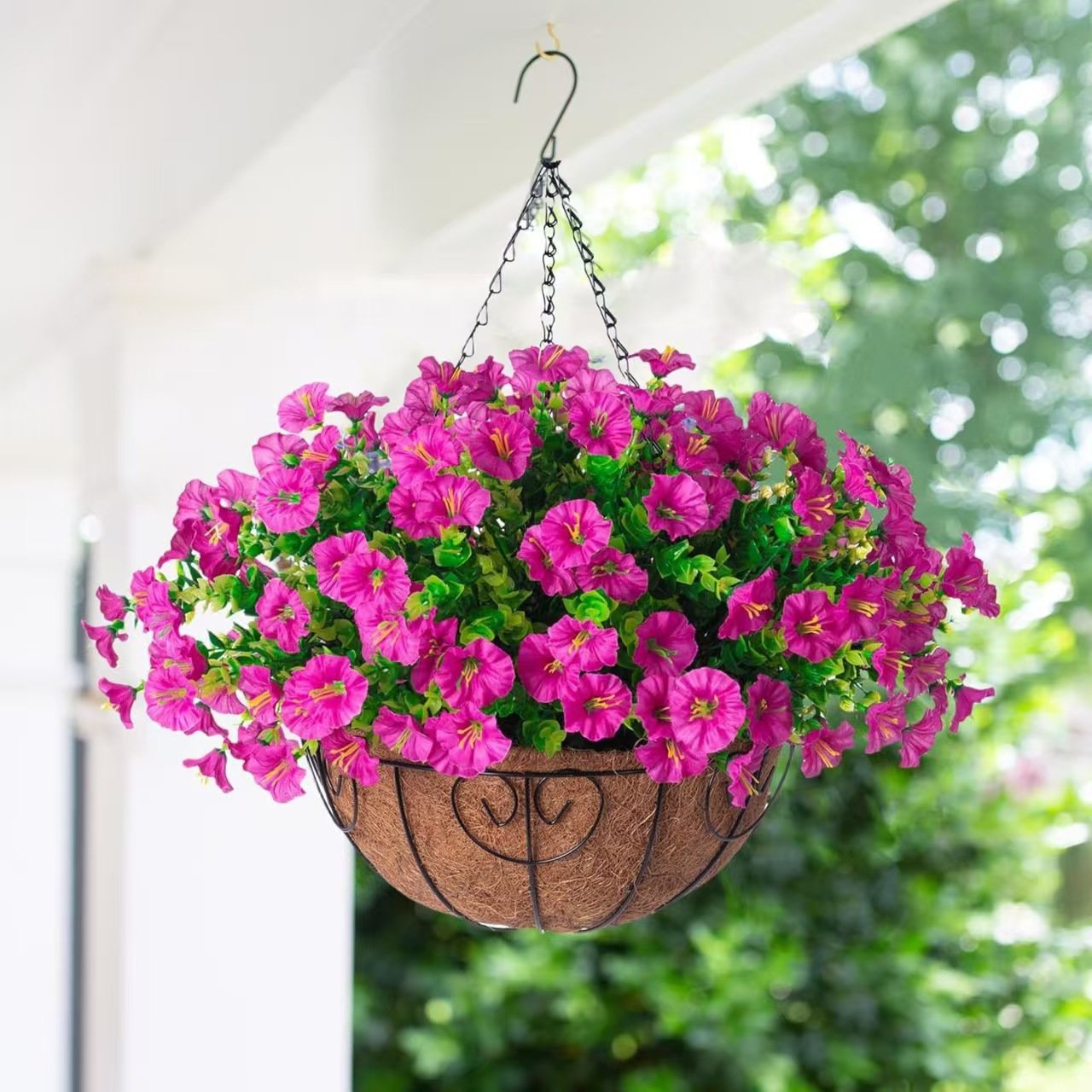 💐2 Pcs Ultra-Realistic Hanging Floral Decor with Hand-Assembled Artificial Flower Basket- CU