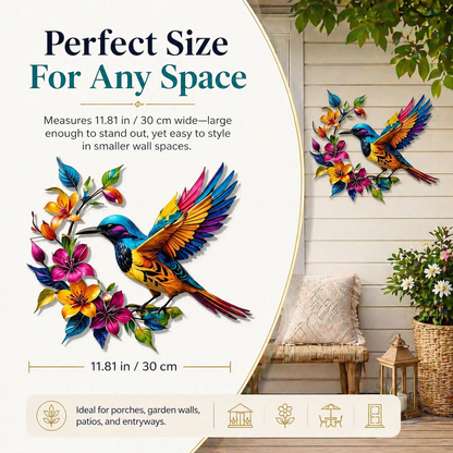 🔥Last Day 60% OFF🐦 Hummingbird & Flower Metal Wall Art 🌸 – Nature-Inspired Outdoor Garden Wall Decor🏡🎁-CU
