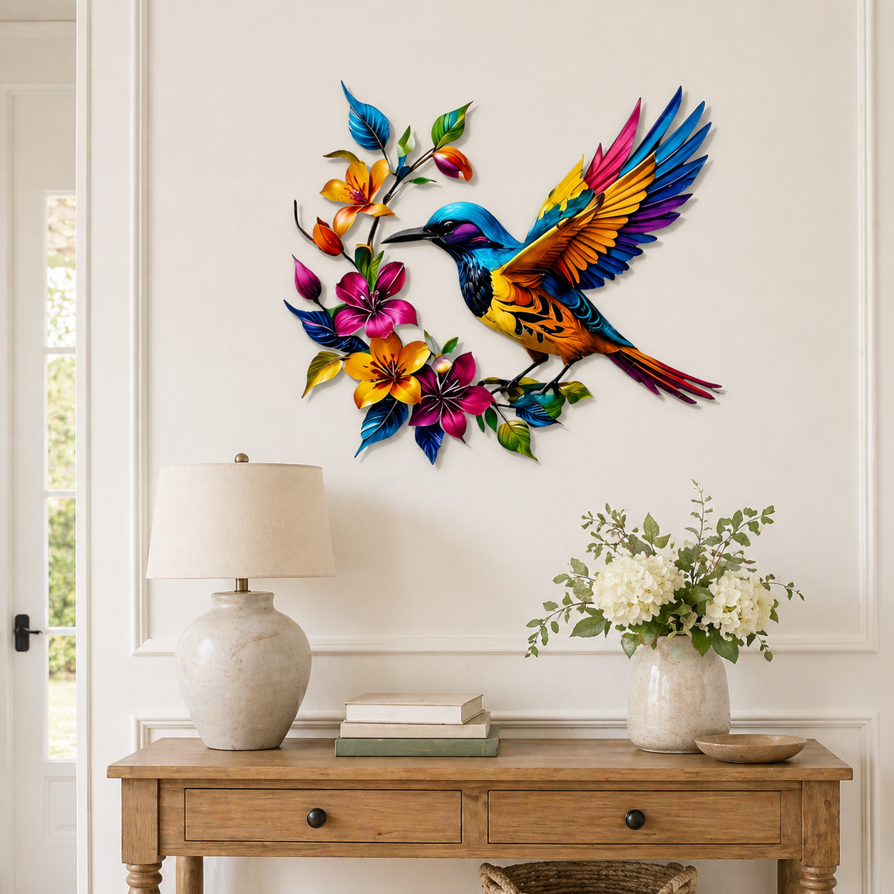 🔥Last Day 60% OFF🐦 Hummingbird & Flower Metal Wall Art 🌸 – Nature-Inspired Outdoor Garden Wall Decor🏡🎁-CU