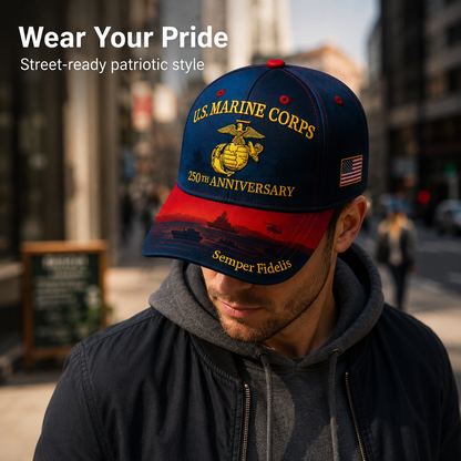 🔥🇺🇸 Limited Edition U.S. Marine Corps 250th Anniversary Commemorative Embroidered Cap ⚓🎖️-CU