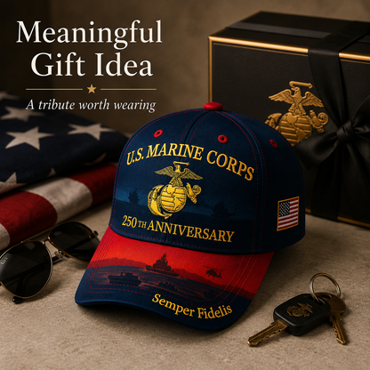 🔥🇺🇸 Limited Edition U.S. Marine Corps 250th Anniversary Commemorative Embroidered Cap ⚓🎖️-CU