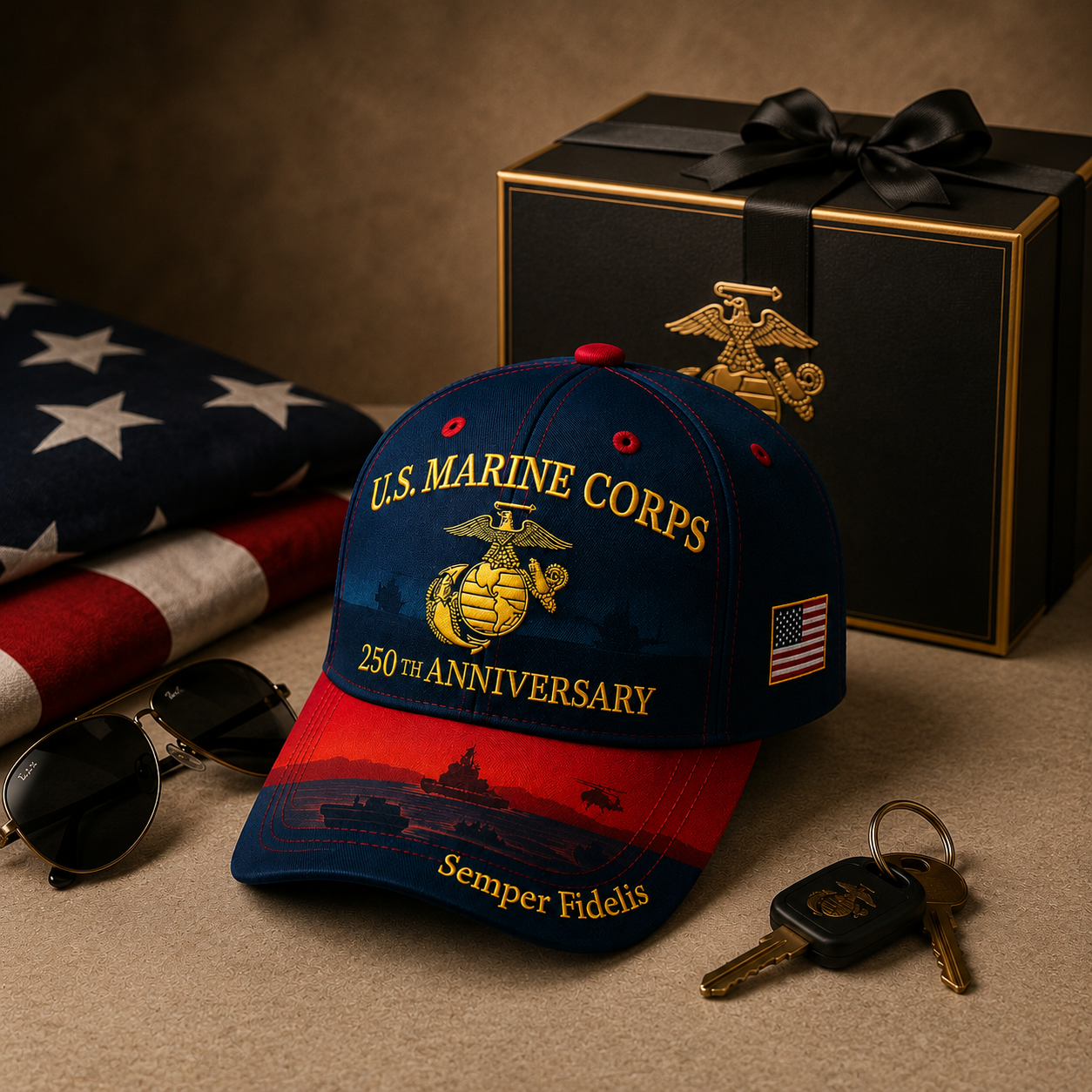 🔥🇺🇸 Limited Edition U.S. Marine Corps 250th Anniversary Commemorative Embroidered Cap ⚓🎖️-CU