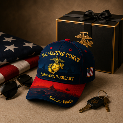 🔥🇺🇸 Limited Edition U.S. Marine Corps 250th Anniversary Commemorative Embroidered Cap ⚓🎖️-CU
