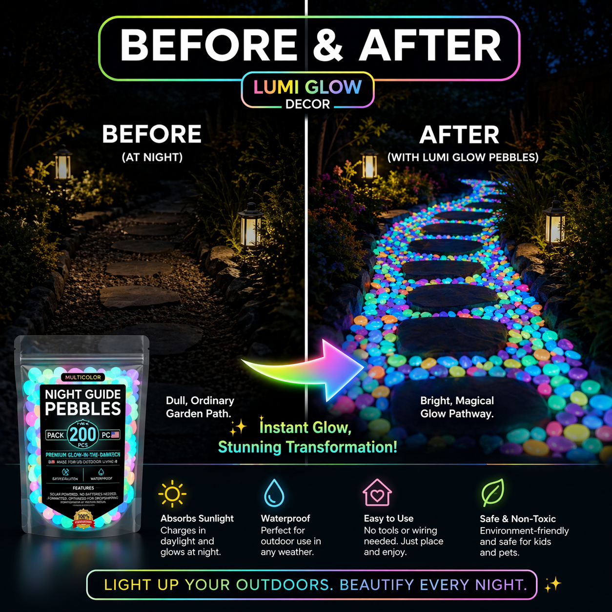💥LAST DAY SALE 50%OFF💥🌈Colorful Glow-in-the-Dark Garden Stones-CU