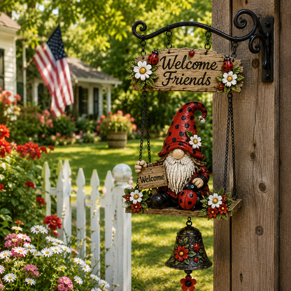 🔥Limited time 60% OFF – Rustic Garden Gnome Bell Outdoor Decor 🐞🌼-CU