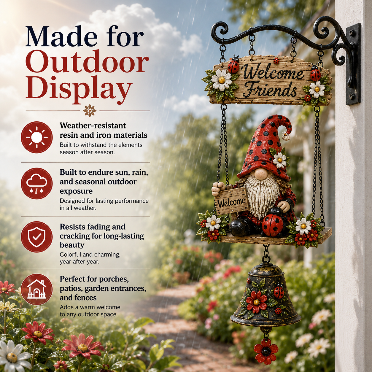 🔥Limited time 60% OFF – Rustic Garden Gnome Bell Outdoor Decor 🐞🌼-CU