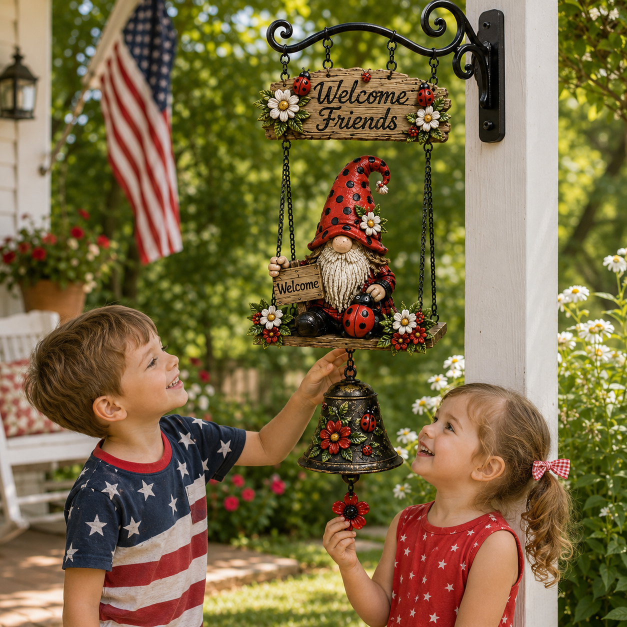 🔥Limited time 60% OFF – Rustic Garden Gnome Bell Outdoor Decor 🐞🌼-CU