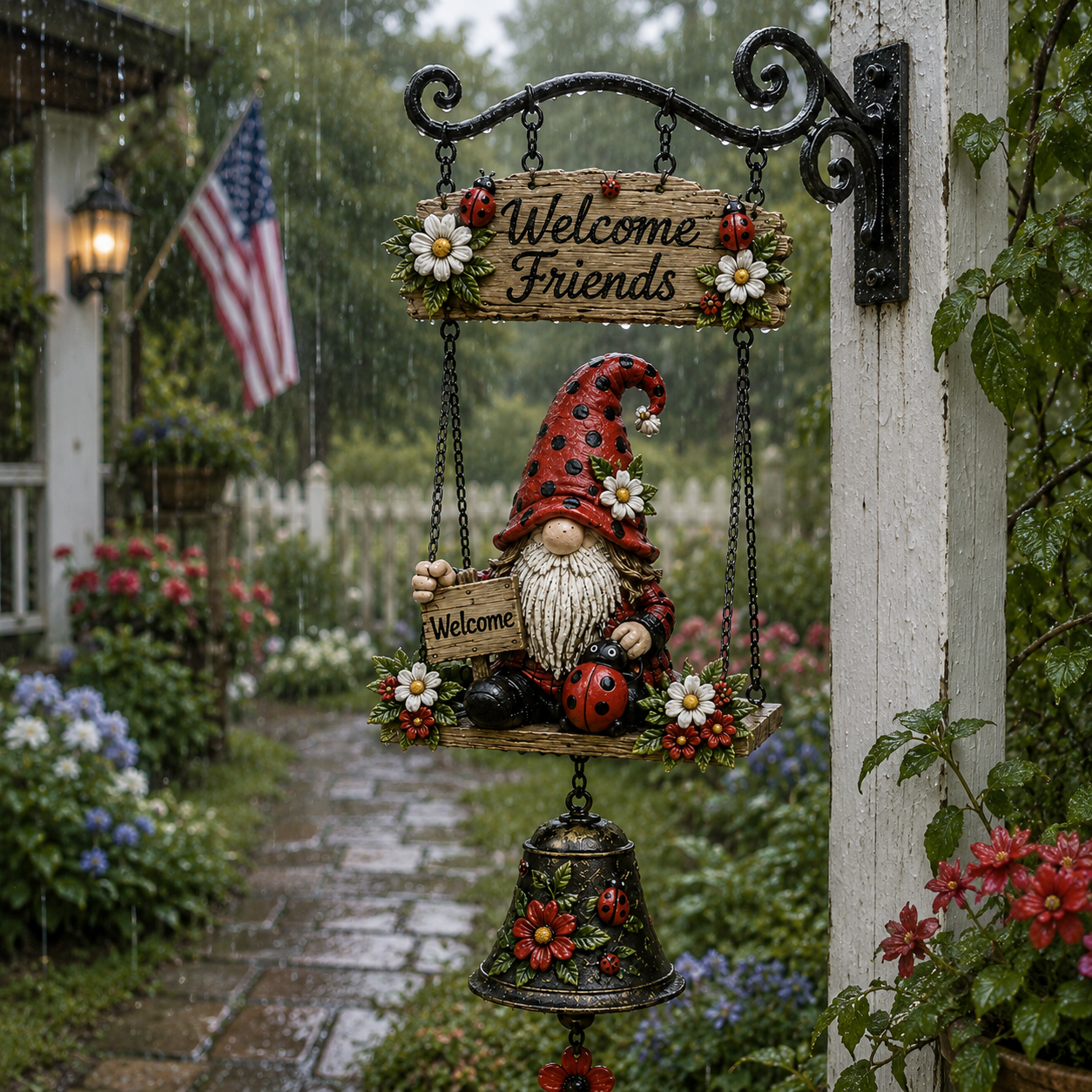 🔥Limited time 60% OFF – Rustic Garden Gnome Bell Outdoor Decor 🐞🌼-CU