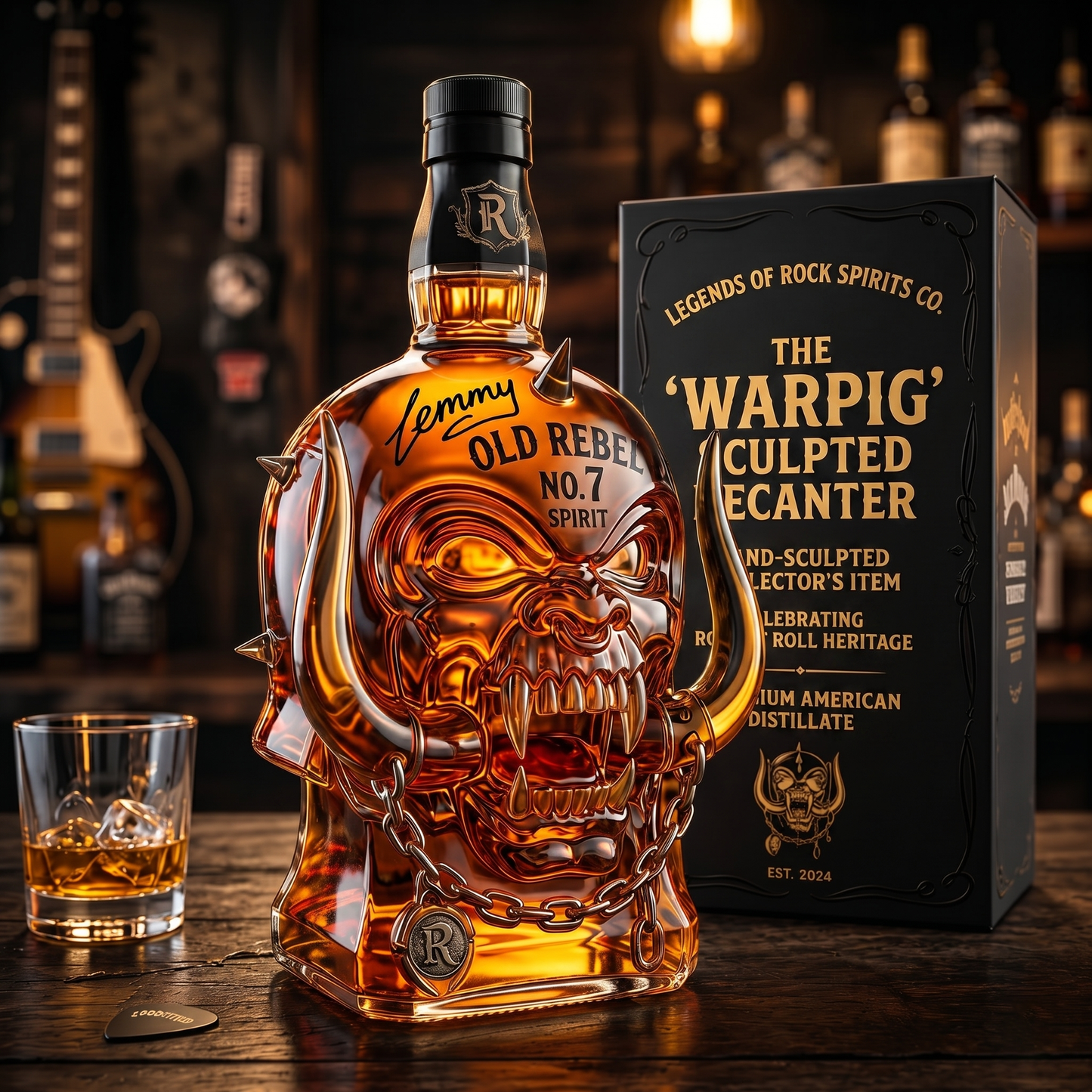 🎸 Rock Skull Whiskey Decanter 🥃 | Limited Style 3D Collector Bottle-CU