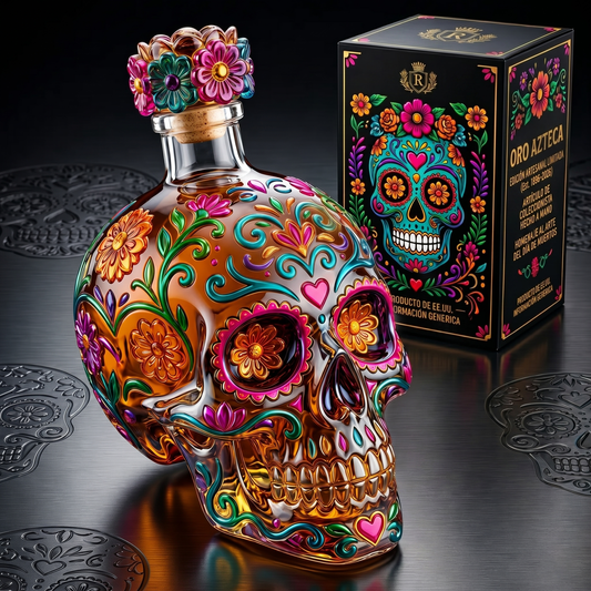 💀 Day of the Dead Skull Decanter 🌹 | Limited Edition Tequila Style Bottle-CU