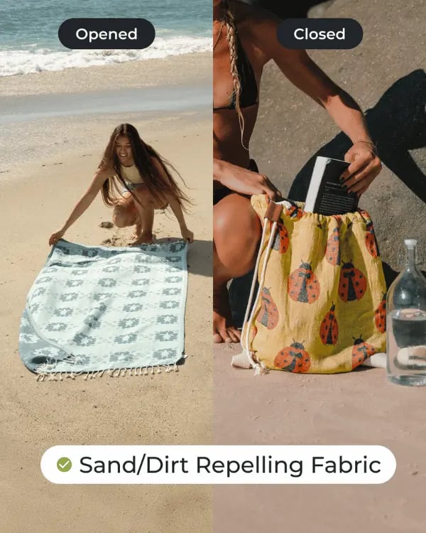 🏖️ 2026 HOT SALE |🌿 Eco-Friendly 2-in-1 Organic Cotton Beach Towel Bag™ | Sustainable Summer Essential 🌊-CU