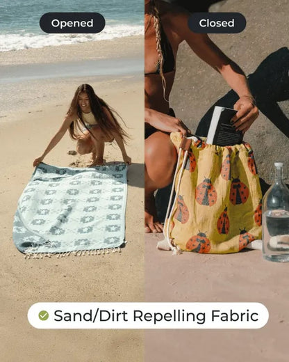 🏖️ 2026 HOT SALE |🌿 Eco-Friendly 2-in-1 Organic Cotton Beach Towel Bag™ | Sustainable Summer Essential 🌊-CU