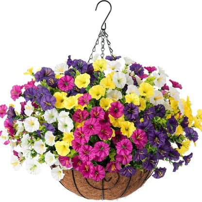 💐2 Pcs Ultra-Realistic Hanging Floral Decor with Hand-Assembled Artificial Flower Basket- CU