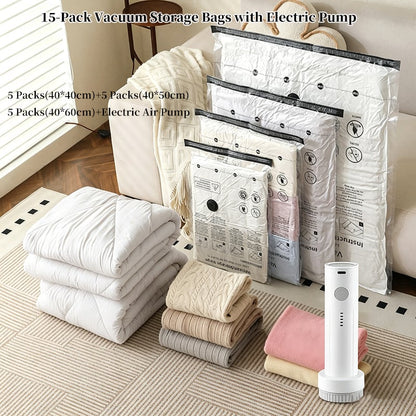 15-Pack Vacuum Storage Bags with Electric Pump-CU