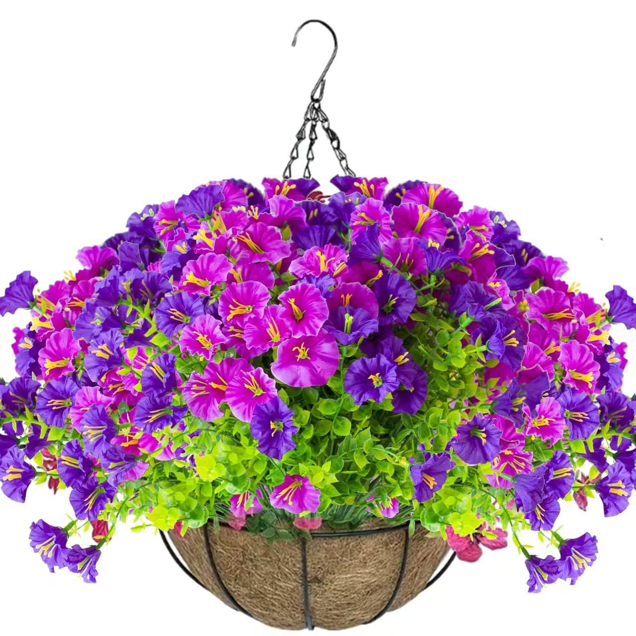 💐2 Pcs Ultra-Realistic Hanging Floral Decor with Hand-Assembled Artificial Flower Basket- CU