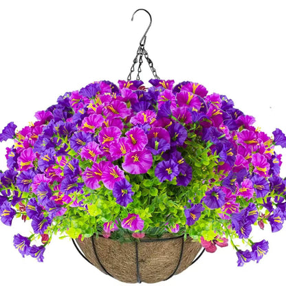 💐2 Pcs Ultra-Realistic Hanging Floral Decor with Hand-Assembled Artificial Flower Basket- CU