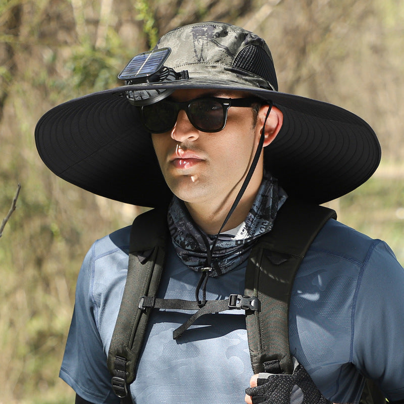 🔥 Wide Brim Solar Fan Outdoor Fishing Hat-Solar & USB Charging-CU