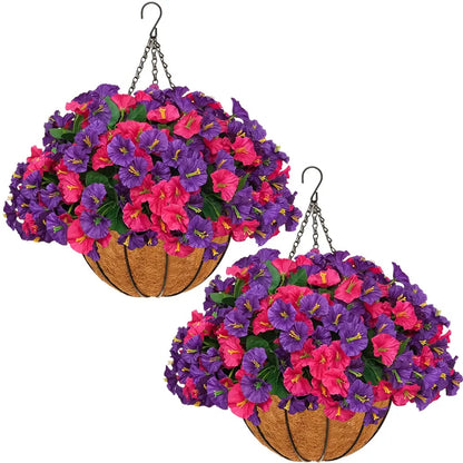 💐2 Pcs Ultra-Realistic Hanging Floral Decor with Hand-Assembled Artificial Flower Basket- CU
