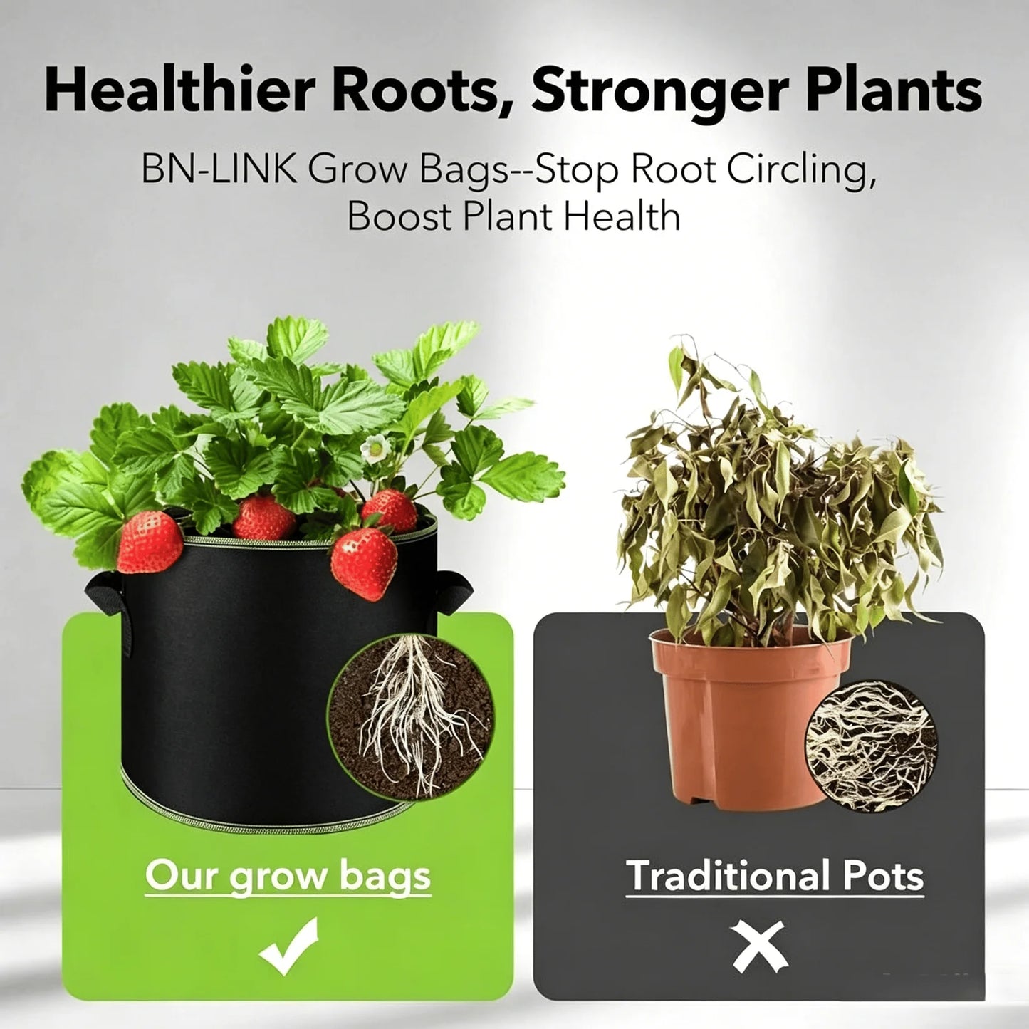 🌱 Heavy Duty Grow Bags – Aeration Fabric Pots with Handles for Vegetables, Flowers & Fruits 🪴-CU