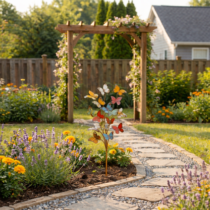 Multicolored Metal Butterfly Garden Stake