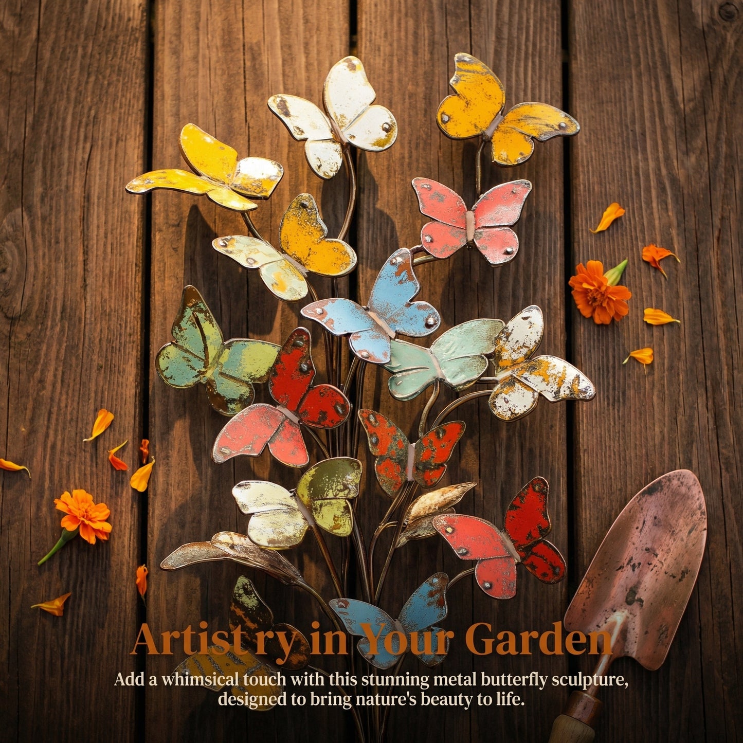 Multicolored Metal Butterfly Garden Stake