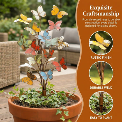Multicolored Metal Butterfly Garden Stake