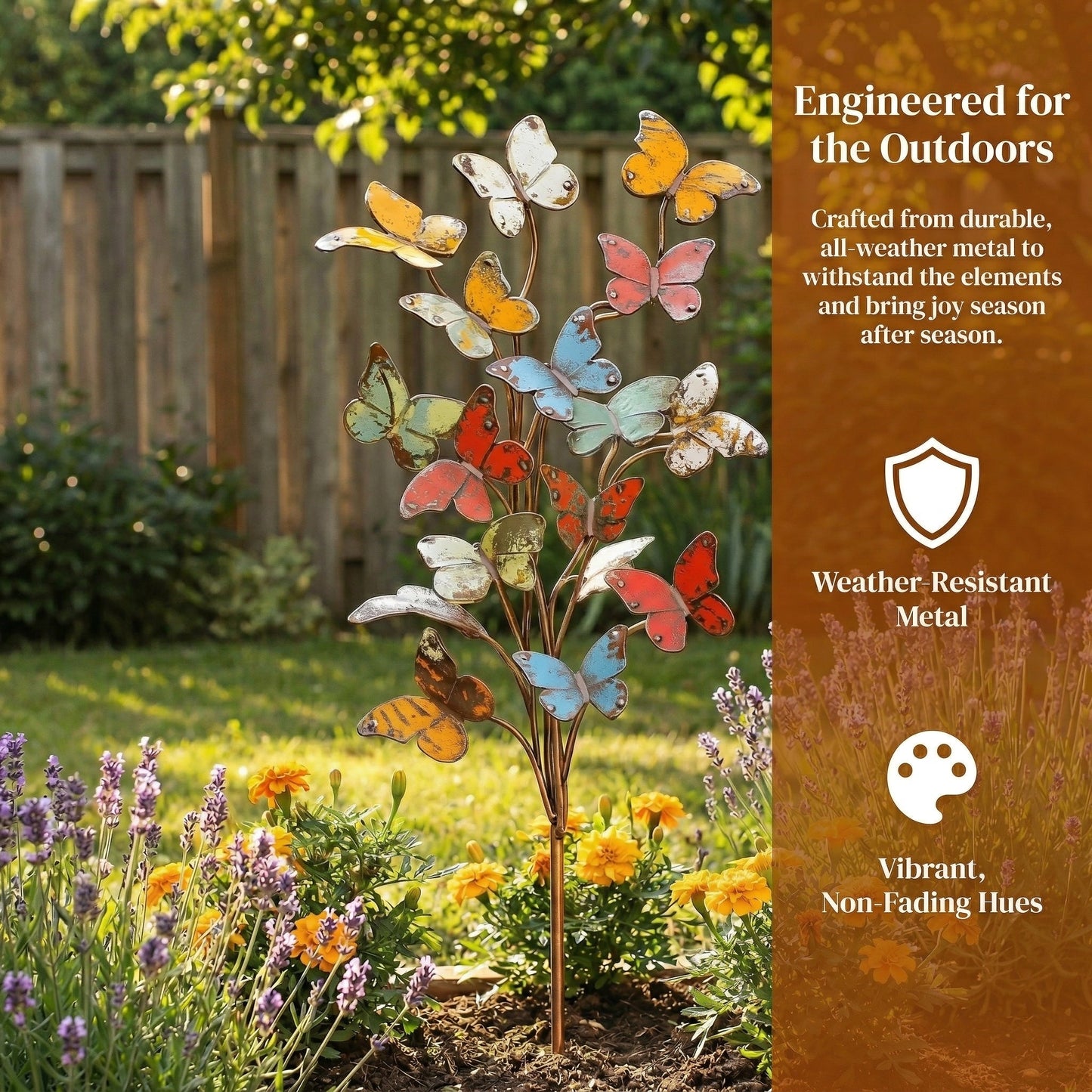 Multicolored Metal Butterfly Garden Stake