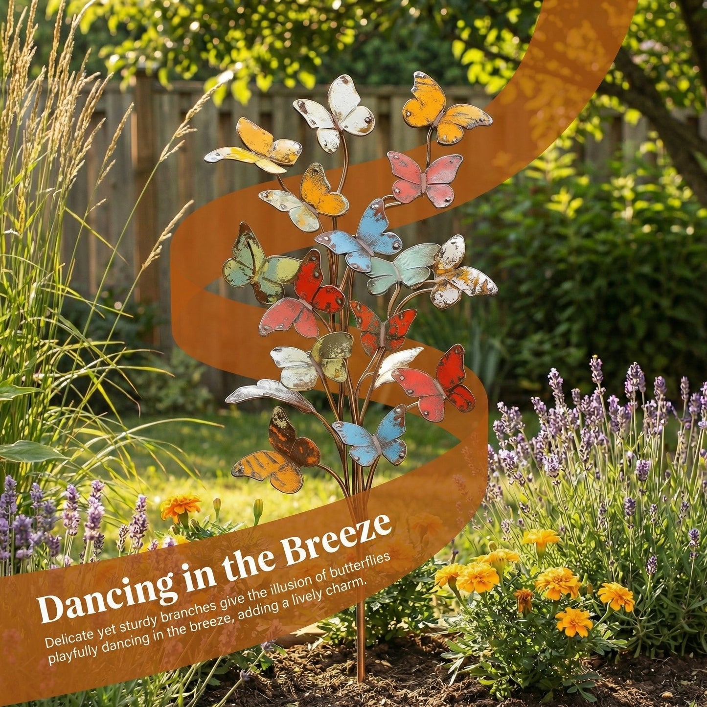 Multicolored Metal Butterfly Garden Stake