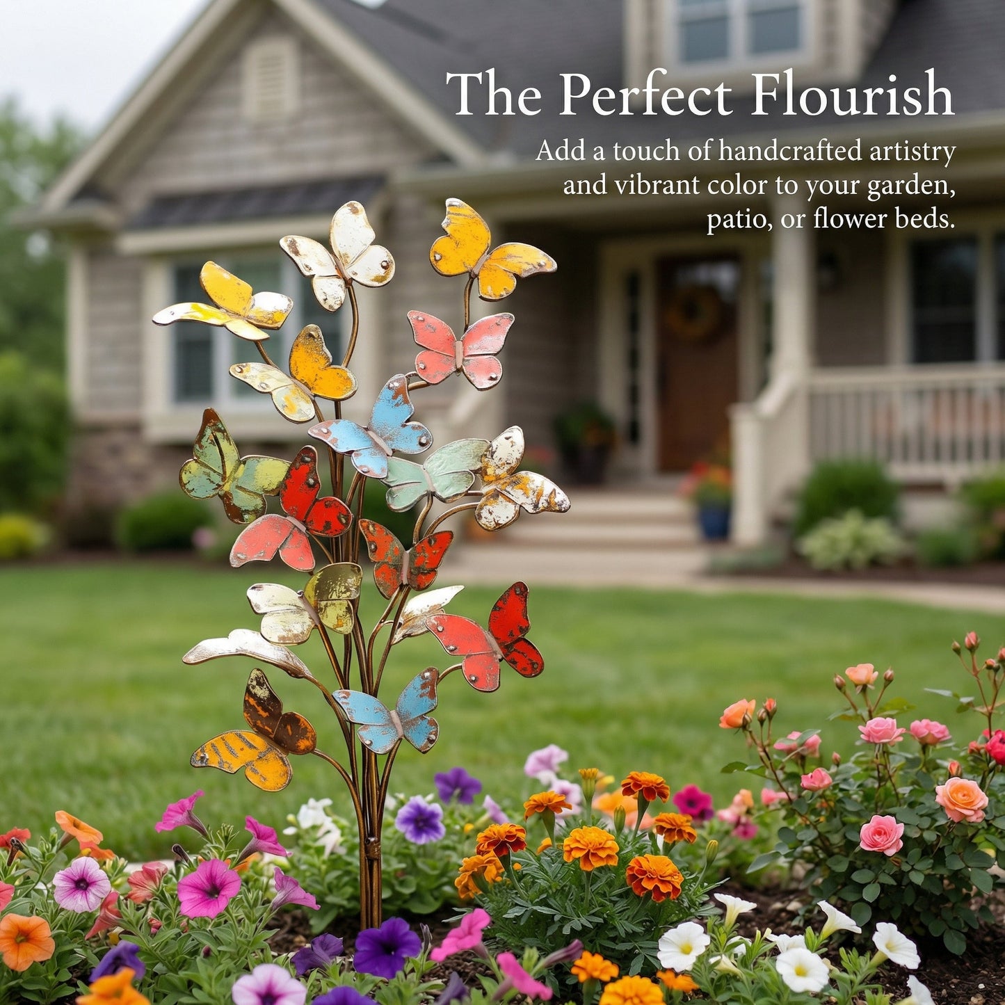 Multicolored Metal Butterfly Garden Stake