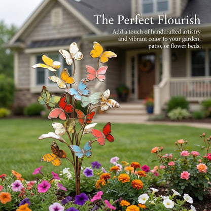 Multicolored Metal Butterfly Garden Stake