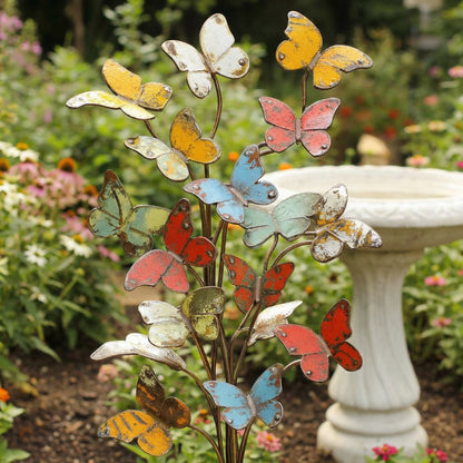 Multicolored Metal Butterfly Garden Stake