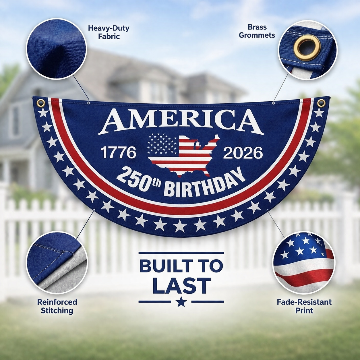 🇺🇸 250 Years of Freedom Celebration Banner 🎉 | Patriotic Party Decoration for America’s Big Day-CU