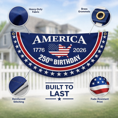 🇺🇸 250 Years of Freedom Celebration Banner 🎉 | Patriotic Party Decoration for America’s Big Day-CU